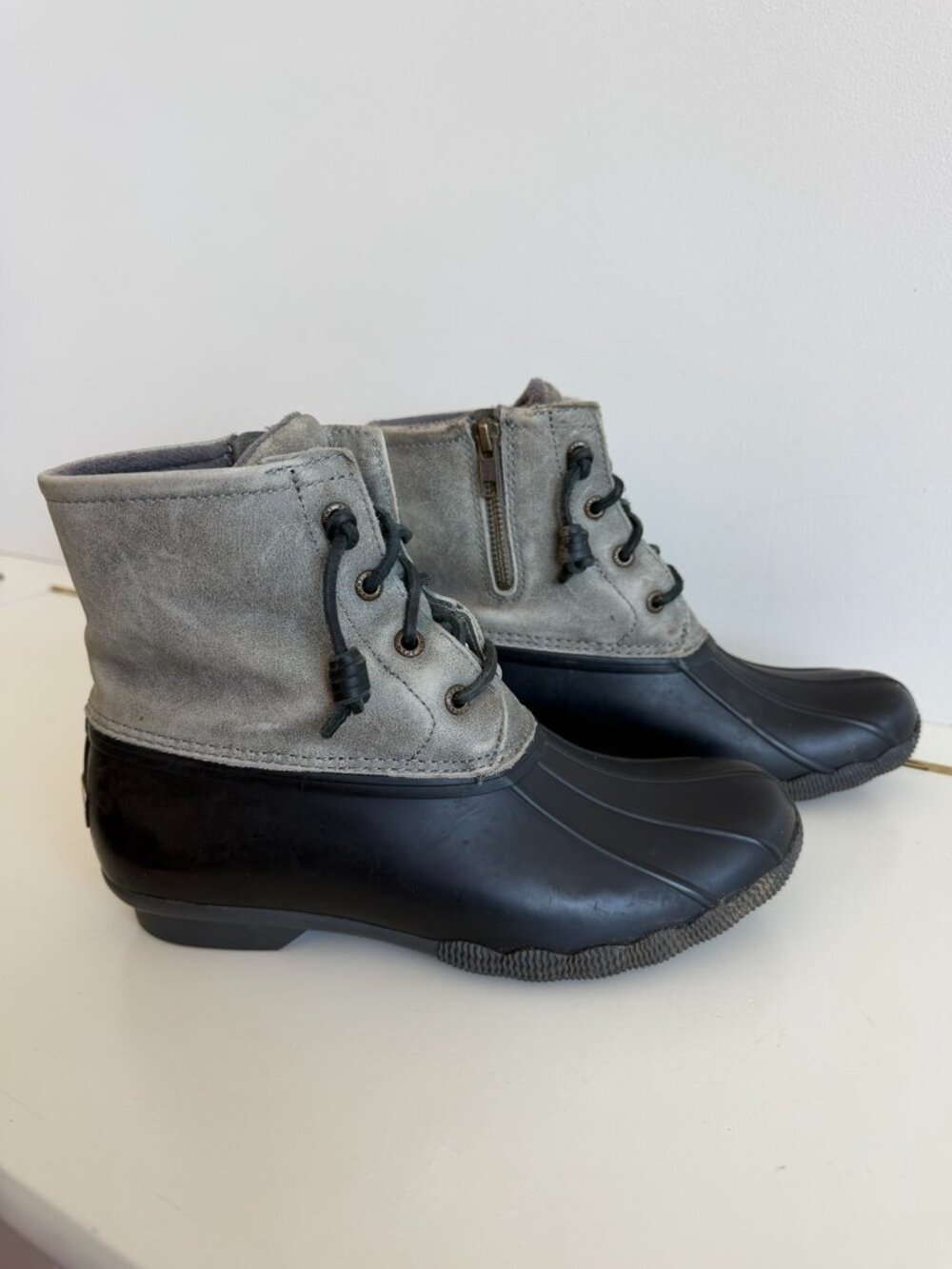 Sperry Saltwater Core Waterproof Duck Boots Gray Black Size 7.5